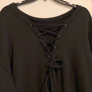 Alya oversize sweat top size S Rayon/spandex lace tie on the back